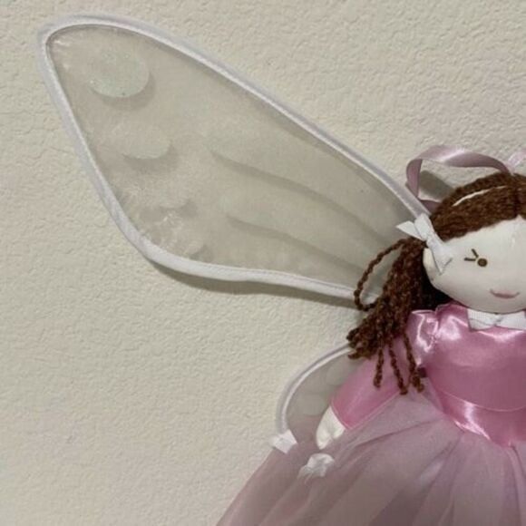 Pottery Barn Kids Designer Doll Butterfly Wings Fairy Pink Tulle Brown Hair - Picture 4 of 12